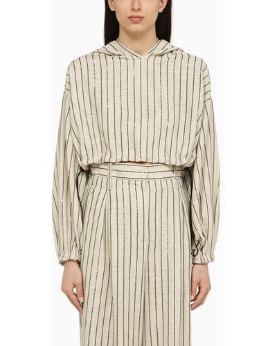 The Mannei Sunne Striped Cropped Sweatshirt - Natural