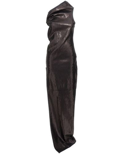 Rick Owens Embroidered Denim Long Dress - Black