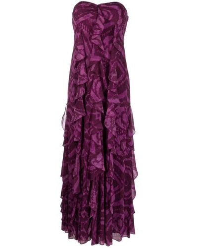 Ralph Lauren Geometric-motif Strapless Gown - Purple