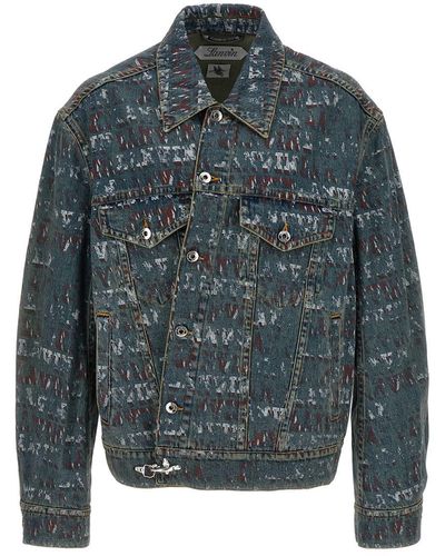 Lanvin Logo Print Denim Jacket Casual Jackets, Parka - Grey