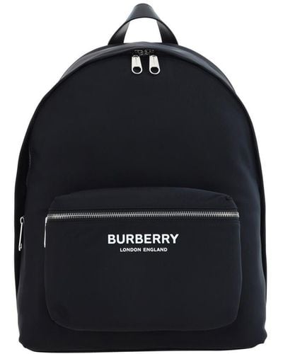 Burberry Logo Nylon Backpack - Blue