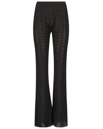 Givenchy 4g Jacquard Flared Pants In - Black