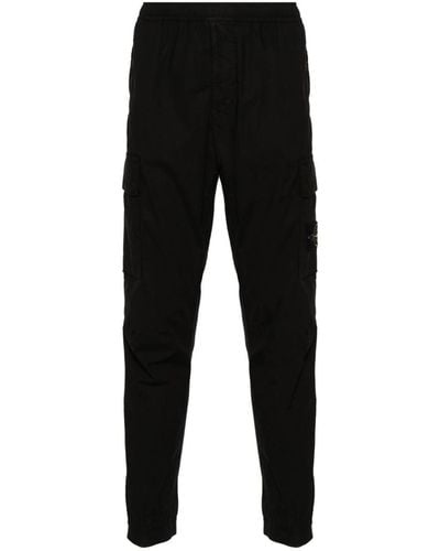 Stone Island Trousers With Compass - Black