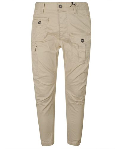 DSquared² Cotton Cargo Trousers - Natural