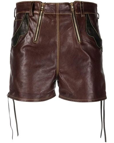 Cormio High-waisted Leather Short - Brown