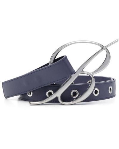 Blumarine Logo-buckle Leather Belt - Blue