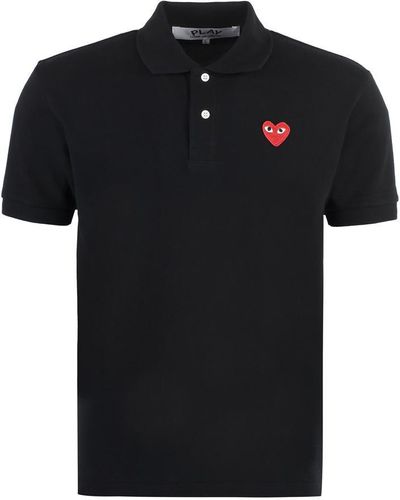 COMME DES GARÇONS PLAY Cotton-piqué Polo Shirt - Black
