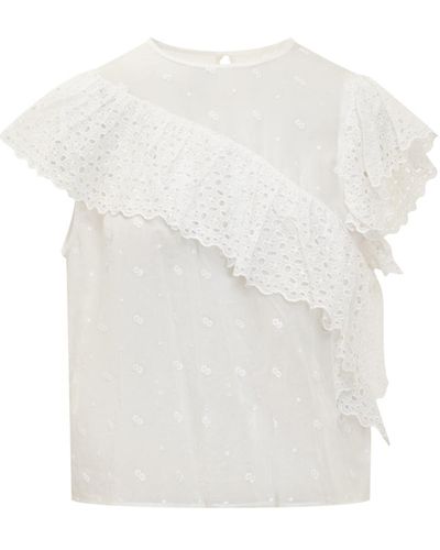 Isabel Marant Cotton Top With Ruffles - White