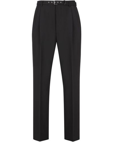 Prada Belted Tailored Pants - Black
