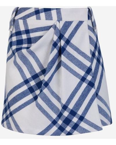 Burberry Chequered Motif Skirt - Blue