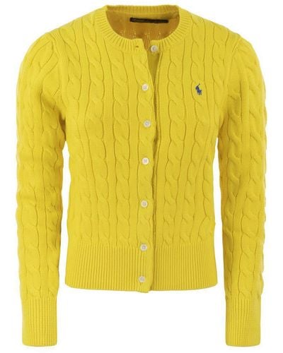 Polo Ralph Lauren Plaited Cardigan With Long Sleeves - Yellow