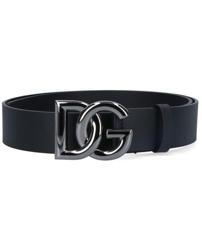 Dolce & Gabbana Leather Dg Belt - Black