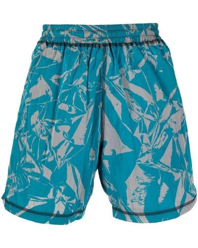 Aries Abstract Pattern Elasticated Shorts - Blue