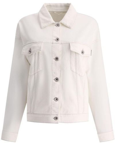 Brunello Cucinelli Denim Jacket With Pockets - White