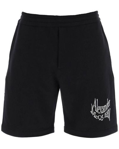 Alexander McQueen Warped Logo Sweat Shorts - Black