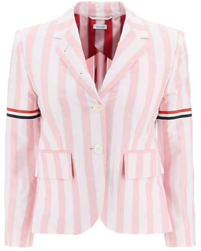 Thom Browne Striped Blazed With Tricolor Details - Pink