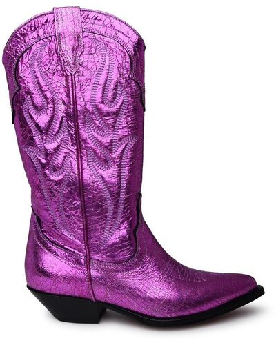 Sonora Boots Anta Fe Texans In Fuchsia Laminated Leather - Purple