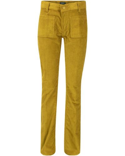Dondup Newmolly - Velvet Bootcut Trousers - Yellow