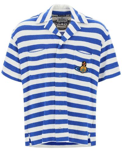 Vivienne Westwood Striped Knit Camp Shirt - Blue