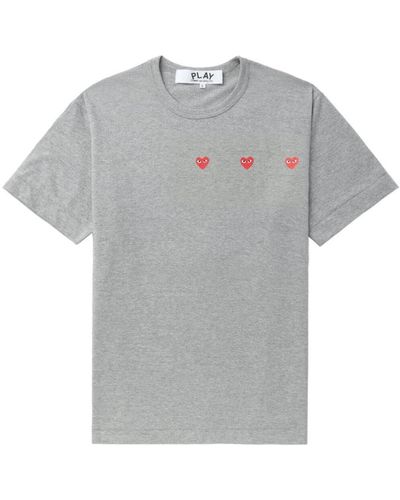 COMME DES GARÇONS PLAY Triple Hearts T-shirt Clothing - Grey