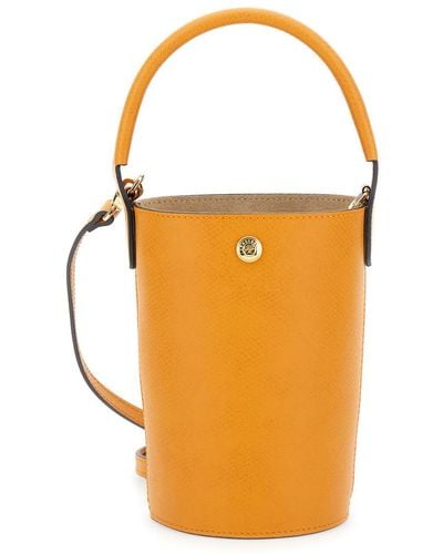 Longchamp 'Xs Epure' Bucket Bag With Embossed Logo - Orange