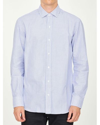 Salvatore Piccolo Striped Cotton Shirt - Blue