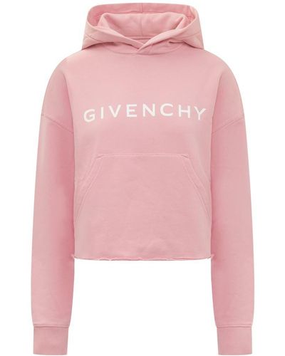 Givenchy Archetype Short Sweatshirt In Gauzed Fabric - Pink
