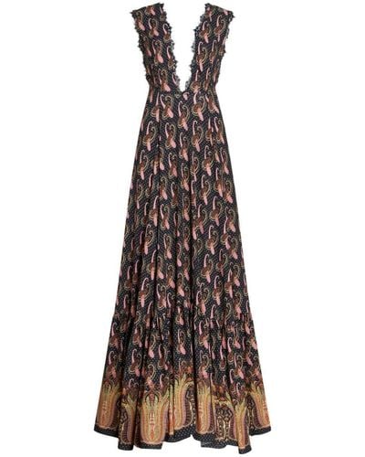 Etro Long Dress In Stretch Sable Fabric - Multicolor