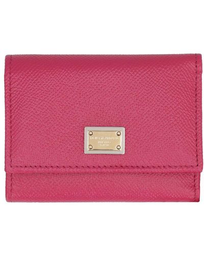 Dolce & Gabbana Small Leather Flap-Over Wallet - Purple