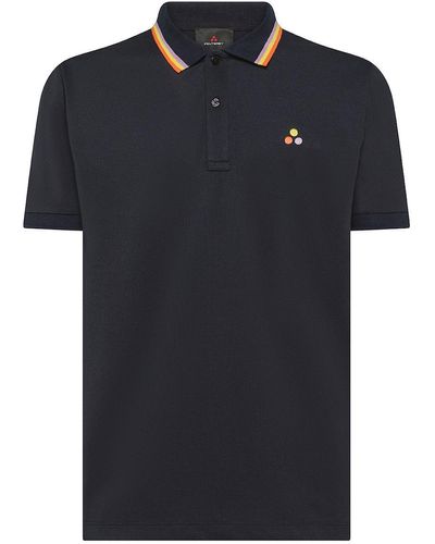 Peuterey Cotton Blend Polo With Embroidered Logo - Blue