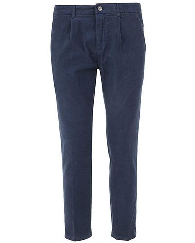 Department 5 Prince Chinos Trouserswith Pences In Velvet Clothing - Blue