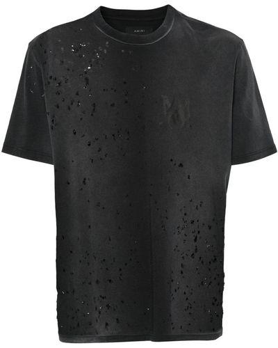 Amiri Shotgun Logo-print Distressed T-shirt - Black