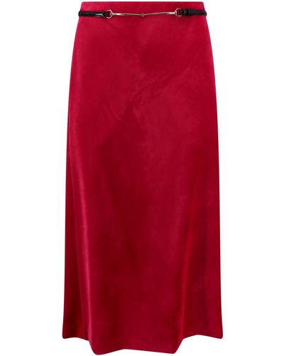 Gucci Velvet Midi Skirt - Red