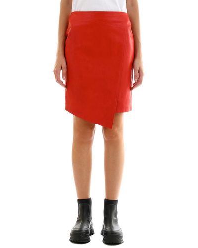 Arma Leather Miniskirt Red