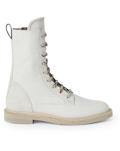 Brunello Cucinelli Cotton-linen Ankle Boots - White