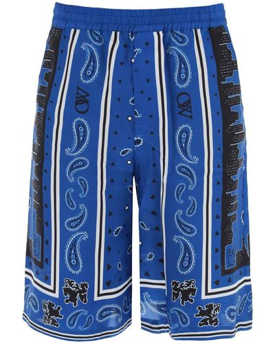 Off-White c/o Virgil Abloh Off- Bermuda Shorts With Paisley Pattern - Blue