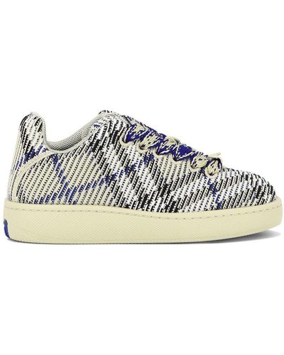 Burberry Box Checked Knitted Sneakers - Blue