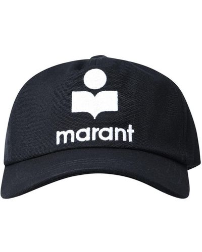 Isabel Marant Black Cotton 'tyron' Hat - Blue