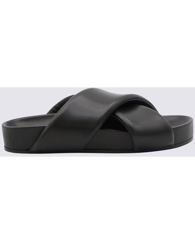 Jil Sander Leather Slides - Black