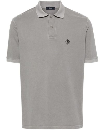 Herno Logo Cotton Polo Shirt - Grey
