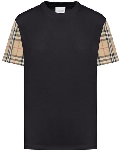 Burberry Carrick Checked Cotton T-shirt X - Black
