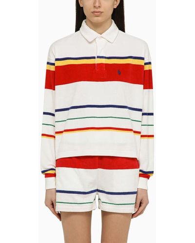 Polo Ralph Lauren Striped Terry Polo Shirt - Red