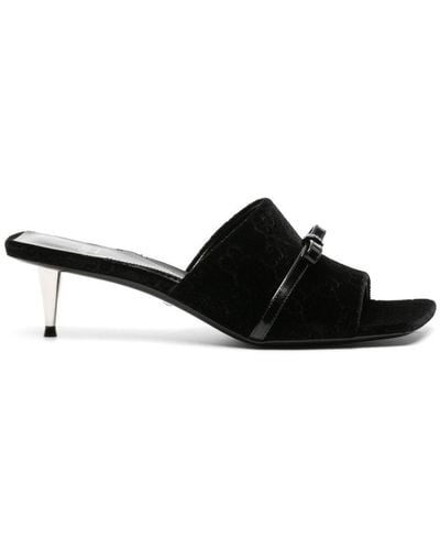 Gucci Velvet Sandal With Heel - Black