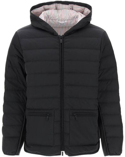 Thom Browne Quilted Puffer Jacket With 4 Bar Insert - Black