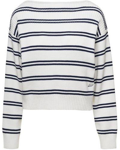 DUNST Marine Striped Sweater - White