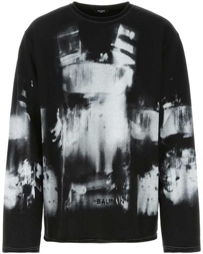 Balmain X-ray Printed Cotton-jersey Sweatshirt - Black