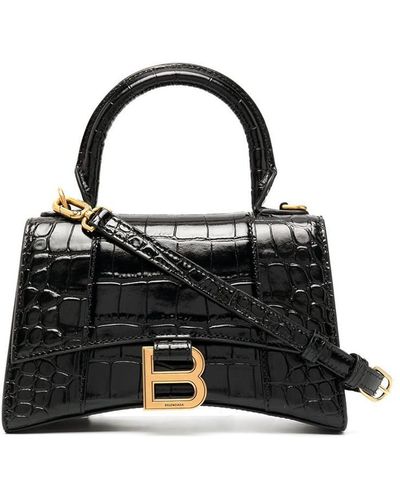 Balenciaga Hourglass Xs Leather Handbag - Black