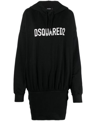DSquared² Logo Cotton Sweat Maxi Dress - Black