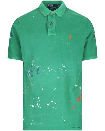Polo Ralph Lauren Pony Motif Paint Splatter Polo Shirt - Green