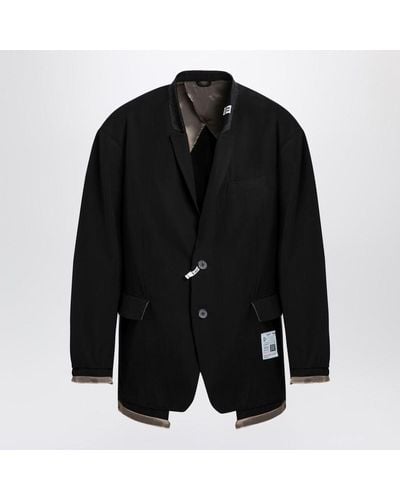 Maison Mihara Yasuhiro Wool-Blend Jacket With Raw Cut Hem - Black